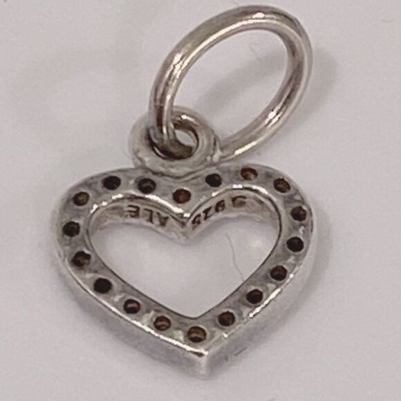 Pandora 925 Silver Pink Rhinestone Dangle Heart Charm Pendant - Picture 6 of 9